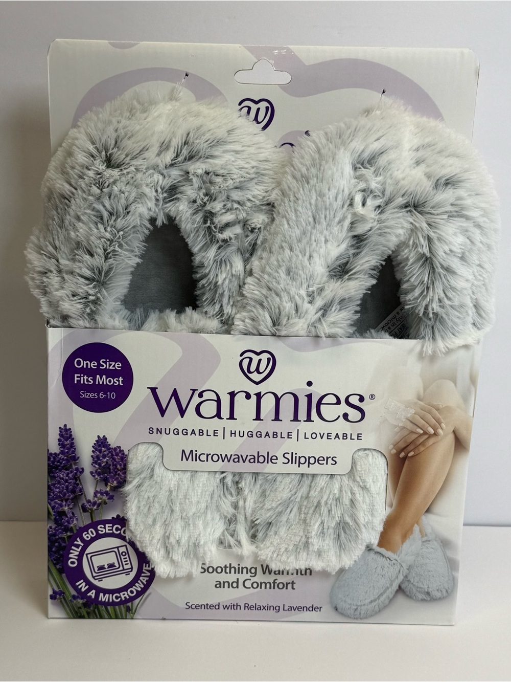 LADY Warmies Microwave Slipper BOOT Gray Lavender Scent SZ 6-10 NEW NWT Warm